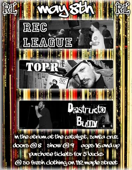 Flyer for Rec League, TopR & Destructo Bunny