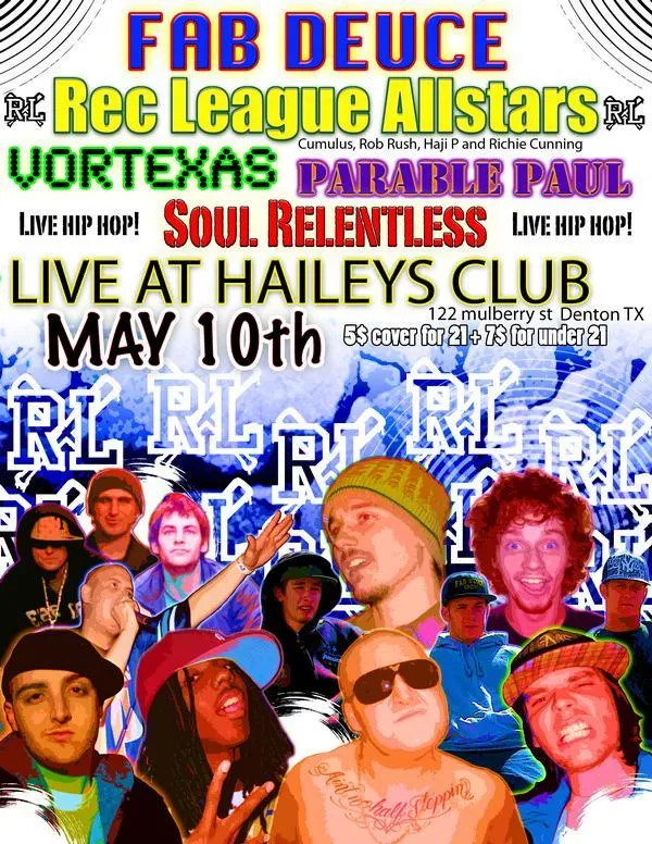 Flyer for Fab Deuce & Rec League Allstars Live at Hailey's