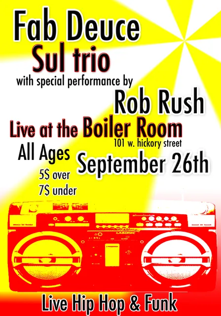 Flyer for Fab Deuce & Sul Trio w/ Rob Rush