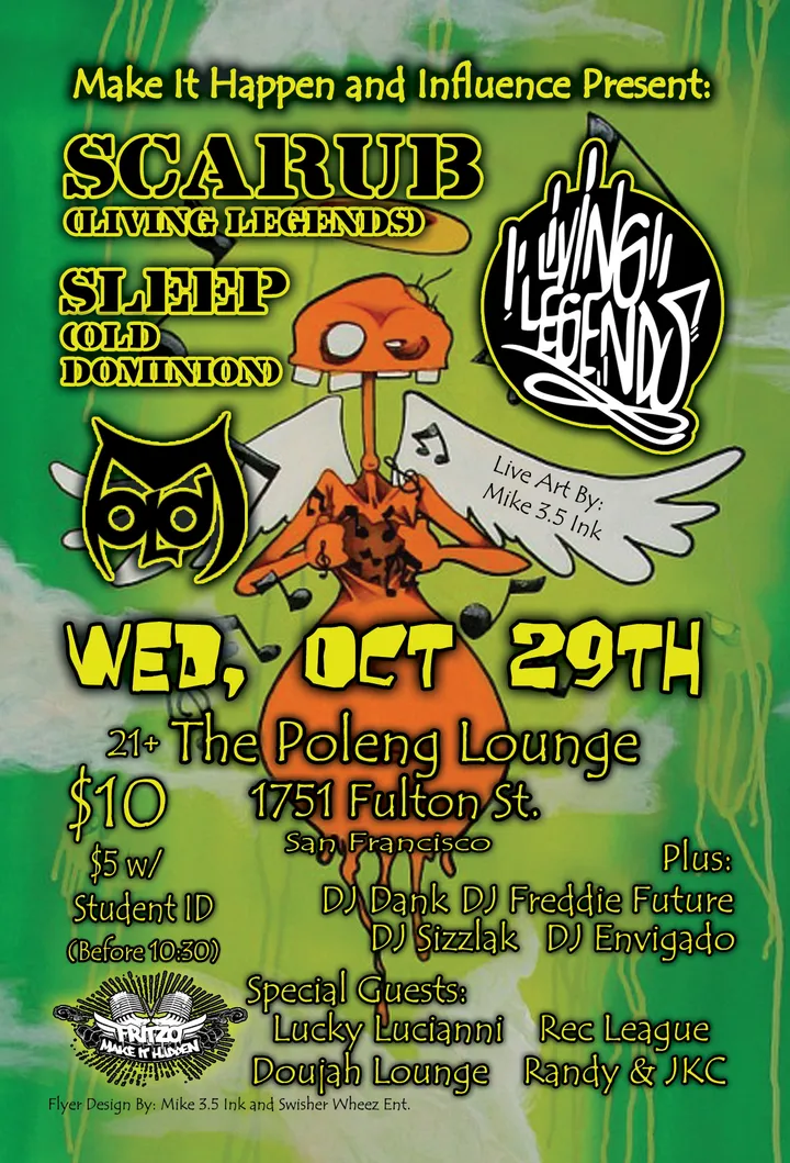 Flyer for Scarub & Sleep w/ Rec League