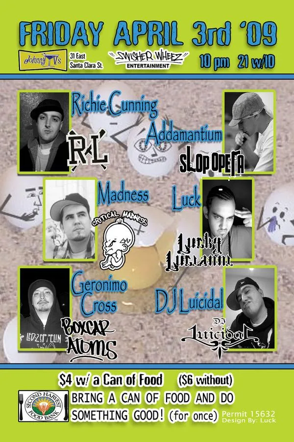 Flyer for Richie Cunning, Madness, Addamantium, and more