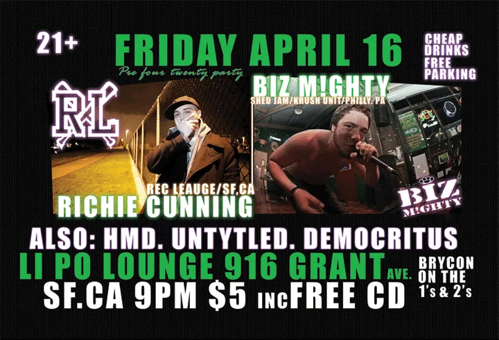 Flyer for Richie Cunning @ Li Po, SF