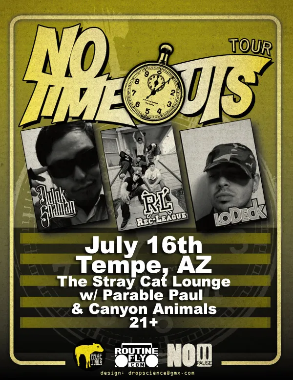Flyer for No Time Outs Tour w/ Parable Paul