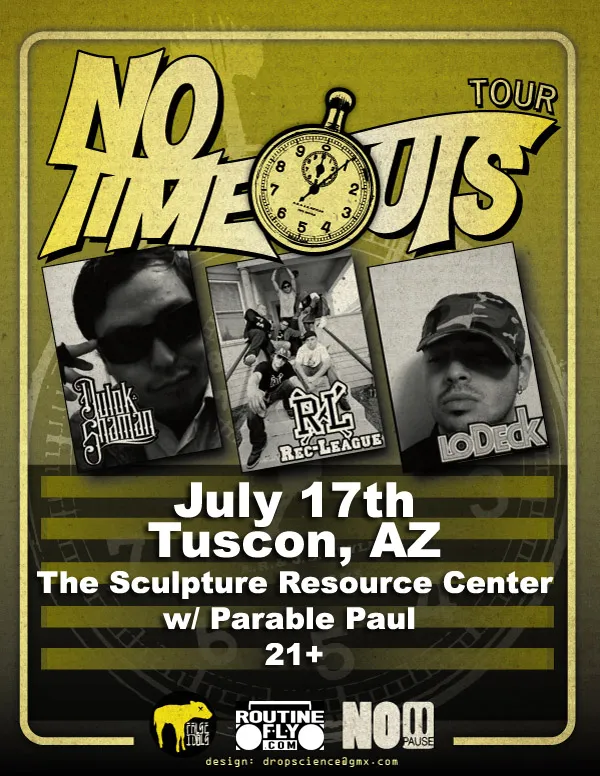 Flyer for No Time Outs Tour w/ Parable Paul