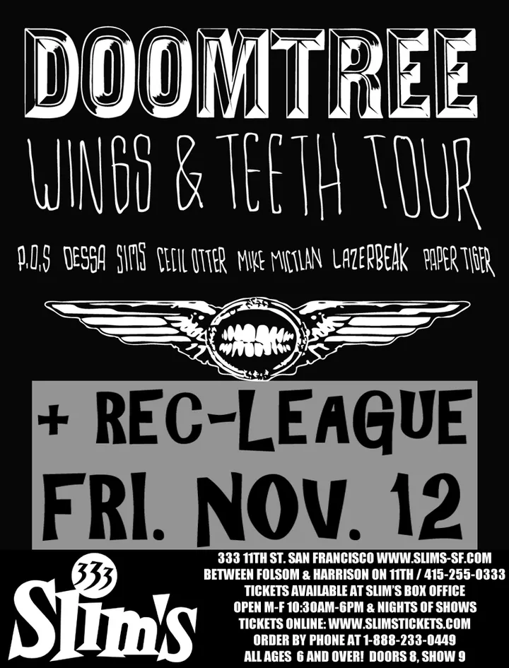 Flyer for Rec-League w/ Doomtree @ Slim's