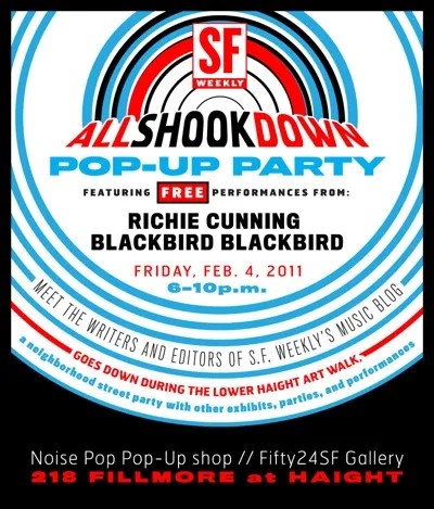 Flyer for Richie Cunning at SF Weeklys All Shook Down Pop-Up Party