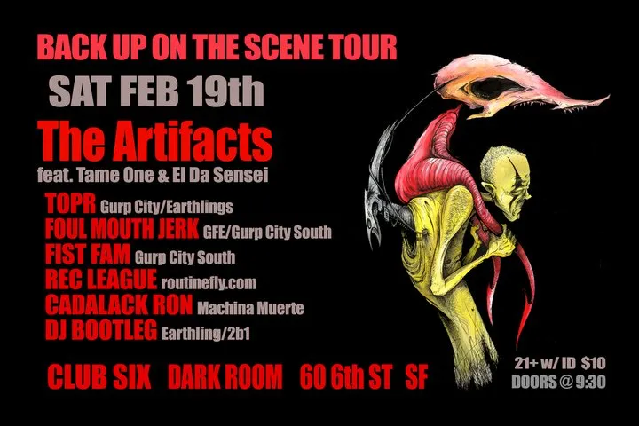 Flyer for Rec-League w/ The Artifacts, Topr, Foul Mouth Jerk & Fist Family