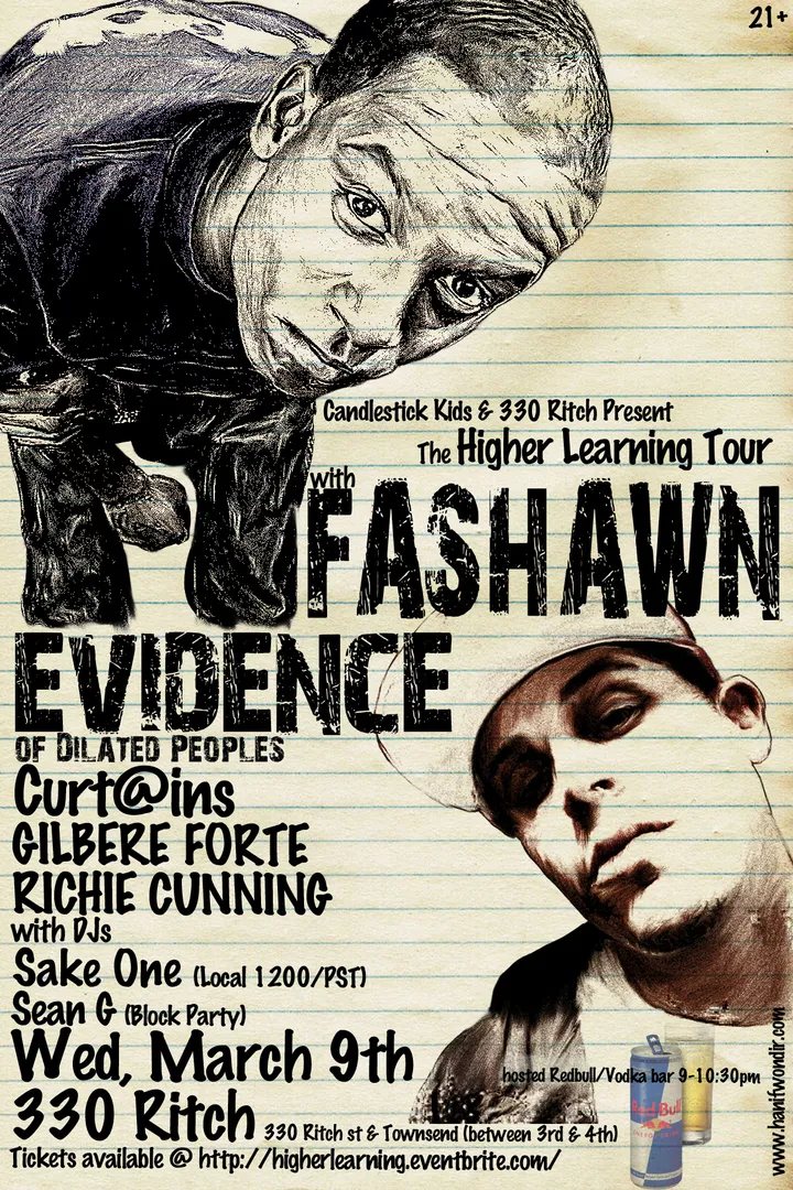 Flyer for Richie Cunning w/ Fashawn, Evidence & Curti@ns @ The 330 Ritch