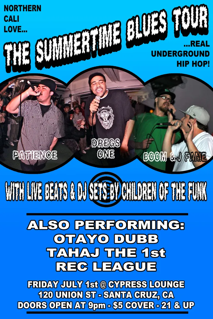 Flyer for Rec League with The Summertime Blues Tour