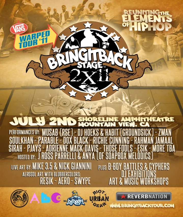 Flyer for Bring It Back Stage, Vans Warped Tour 2011