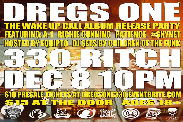 Flyer for Dregs One, Patience, Richie Cunning and more