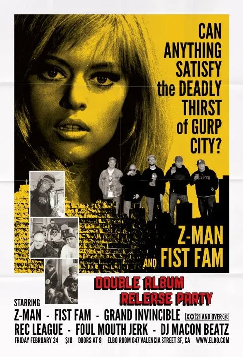 Flyer for Weekend Cult Album Release w/ Fist Fam, Rec League, Z-Man & Grand Invincible