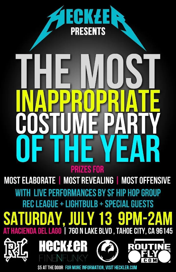 Flyer for The Most Inappropriate Costume Party of the Year