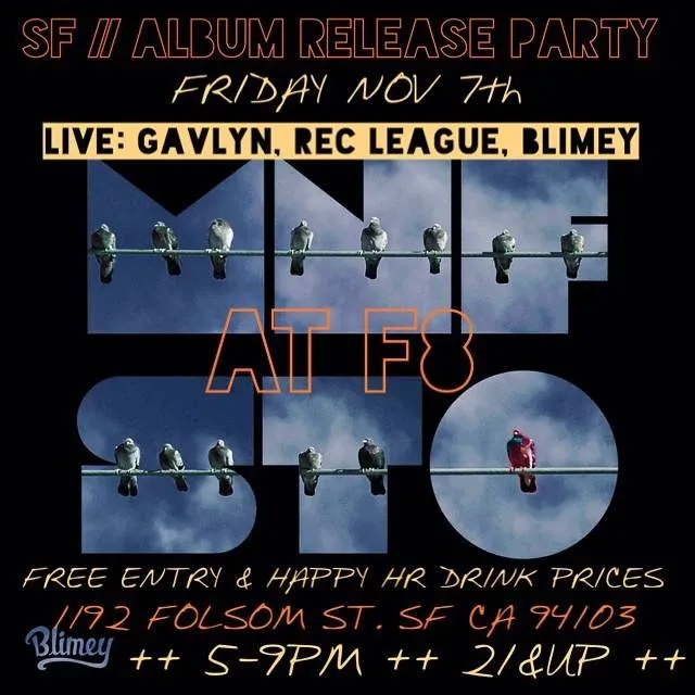 Flyer for MNFSTO Album Release Party