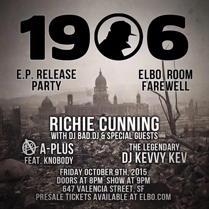Flyer for 1906 EP Release party / Elbo Room farewell