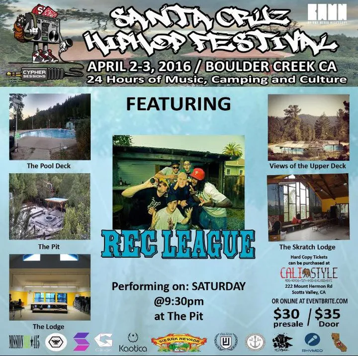 Flyer for Santa Cruz Hip-Hop Festival feat. Rec League