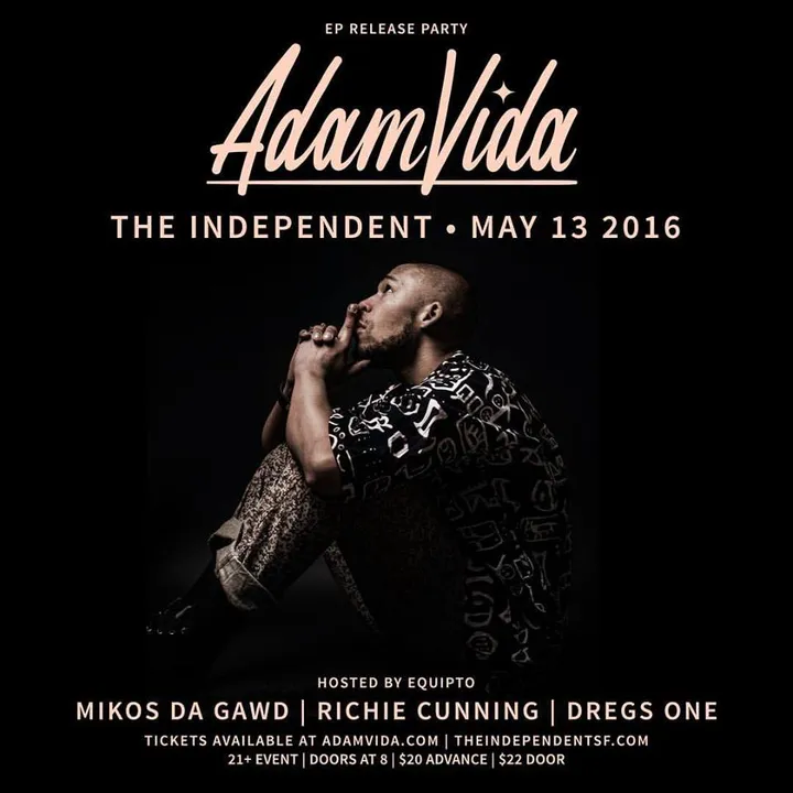 Flyer for Adam Vida (A-1) EP Release Show feat. Richie Cunning