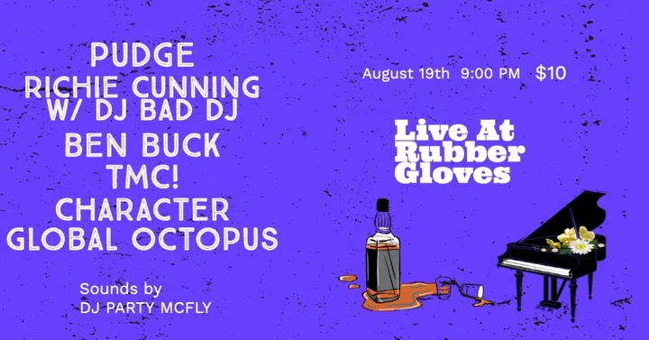 Flyer for Pudge, Richie Cunning, Ben Buck & More
