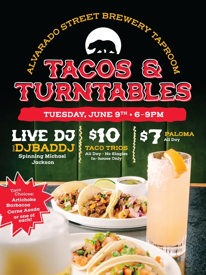 Flyer for Tacos & Turntables: Michael Jackson Edition